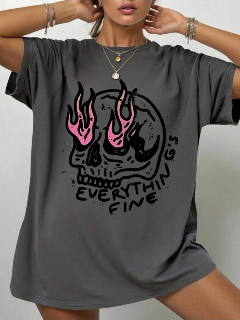 EZwear Plus Size Summer Casual Skull Print T-Shirt for Sale New Zealand